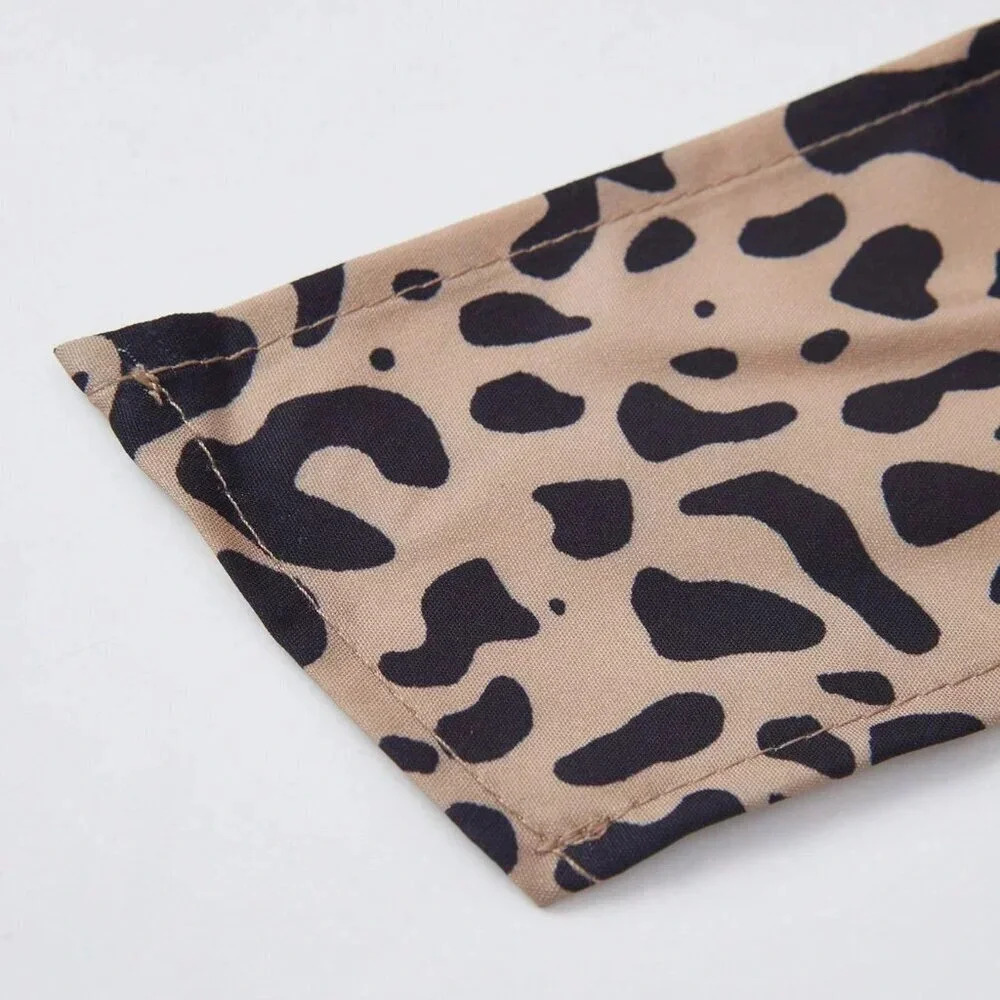 Khaki Casual Women's Leopard Print Twist Knot Mini Skirt - Picture 7 of 8